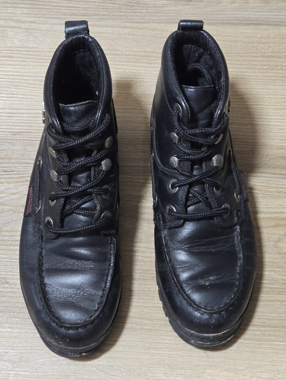 Harley-Davidson Vintage Women's Black Leather Lace-Up Moc Toe Boots - Picture 5 of 8